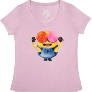 Universal Orlando Resort Despicable Me Minion Lollipop Ladies T-shirt* Adult Fashion Tops