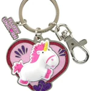 Universal Orlando Resort Fluffy Unicorn Heart Charm Keychain* Key Chains