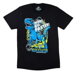 Universal Orlando Resort Jurassic World VelociCoaster "Must. Go. Faster!" Adult T-Shirt* Adult T-shirts